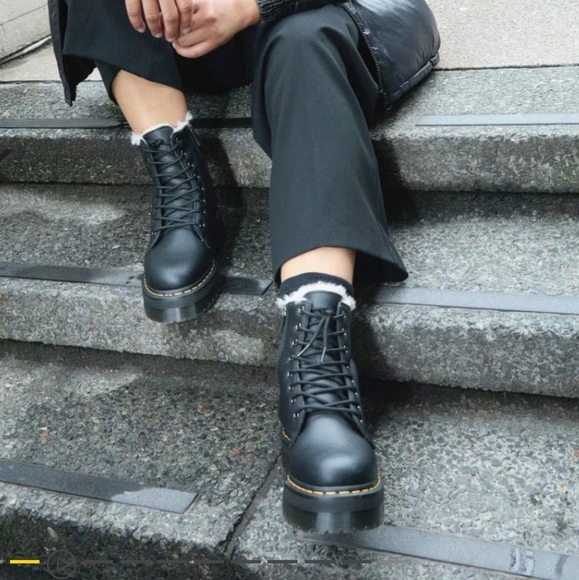 Dr. Martens Shoes - Jadon Boot Leather Faux Fur Lined Platforms